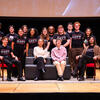 a group shot of honors students on a stage