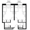 floor plan of a suite-style layout in 1300 residence hall
