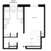 floorplan of a apt style room in 1300 residence hall